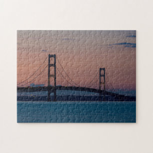 Mackinac Bridge At Dusk Jigsaw Puzzle