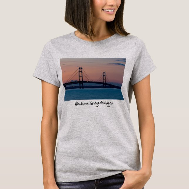 Mackinac Bridge At Dusk T-Shirt (Front)