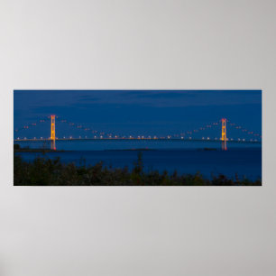 Mackinac Bridge at Night, Michigan Poster