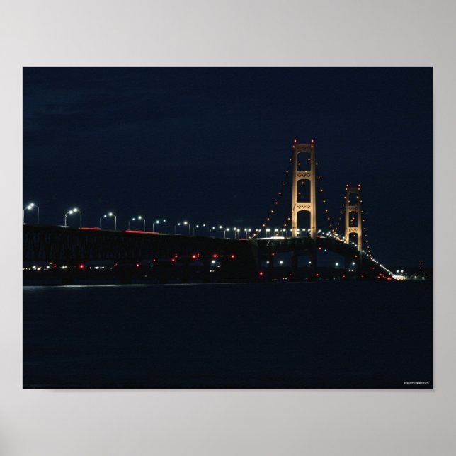 Mackinac Bridge at Night Poster (Front)