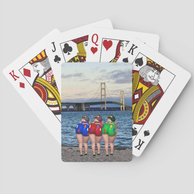 Mackinac Bridge Bathing Beauty Playing Cards (Back)