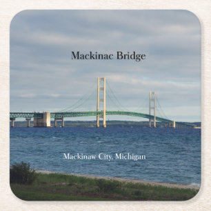 Mackinac Bridge Mackinaw city paper coaster