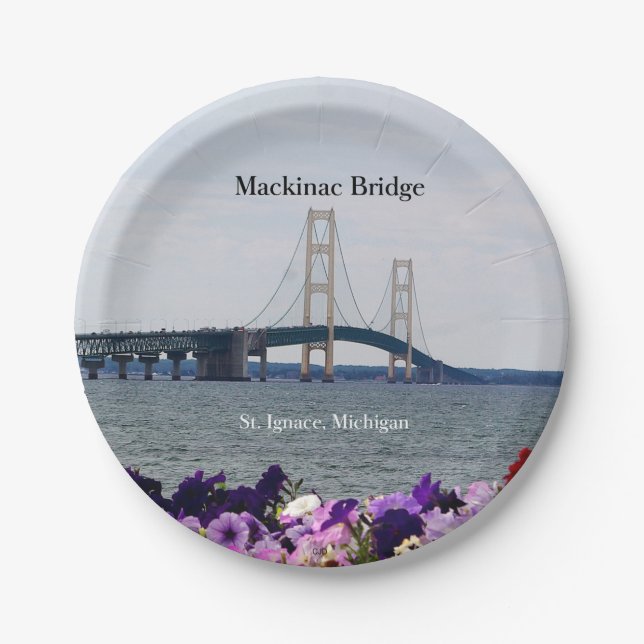 Mackinac Bridge St. Ignace paper plate (Front)