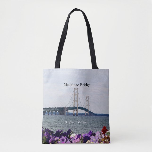 Mackinac Bridge St. Ignace spring all over tote ba (Front)