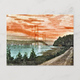Mackinac Bridge Vintage Postcard