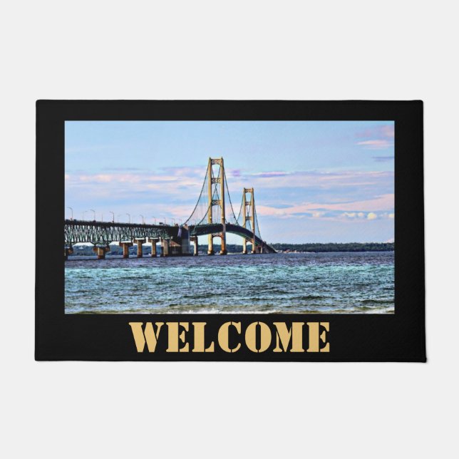 Mackinac Bridge Welcome Door Mat (Front)