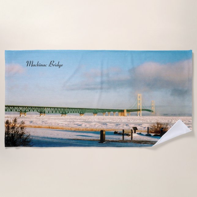 Mackinac Bridge winter beach towel (Front)