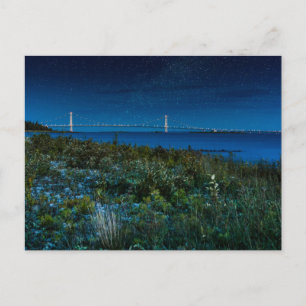 Mackinac Bridge with Stars Above it, Michigan Postcard