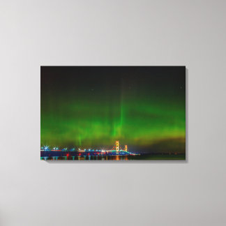 Mackinac Bridge with the Northern Lights Canvas Print