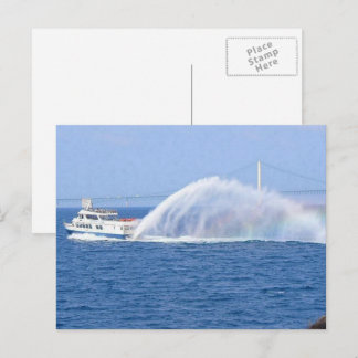 Mackinac Island Ferry & Rainbow, Michigan, USA Postcard