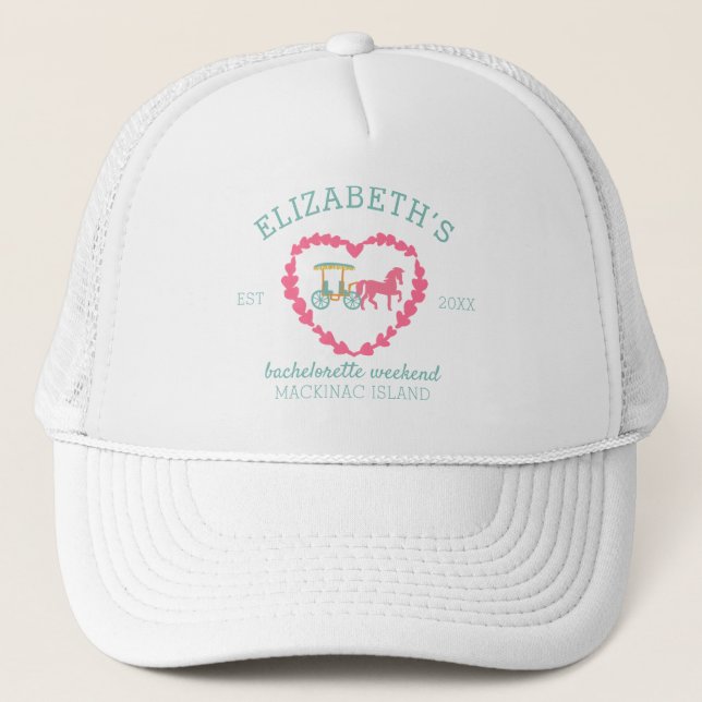 Mackinac Island Horse Drawn Carriage Bachelorette  Trucker Hat (Front)