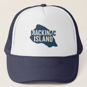 Mackinac Island Map Silhouette Bold Michigan Trucker Hat
