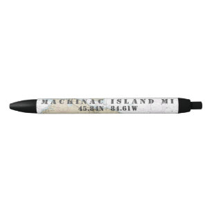 Mackinac Island Michigan Authentic Nautical Chart Blue Ink Pen