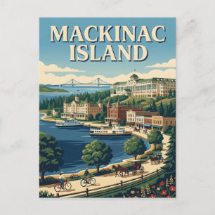 Mackinac Island Michigan Great Lakes Travel Poster Postcard