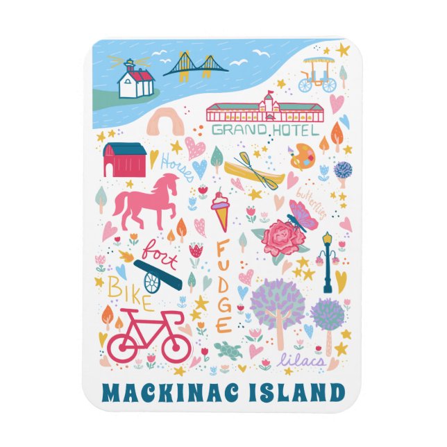 Mackinac Island Michigan Map Favourite Things  Magnet (Vertical)