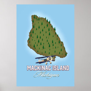 Mackinac Island Michigan map Poster