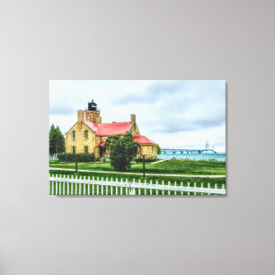 Mackinac Light and Bridge Canvas Print