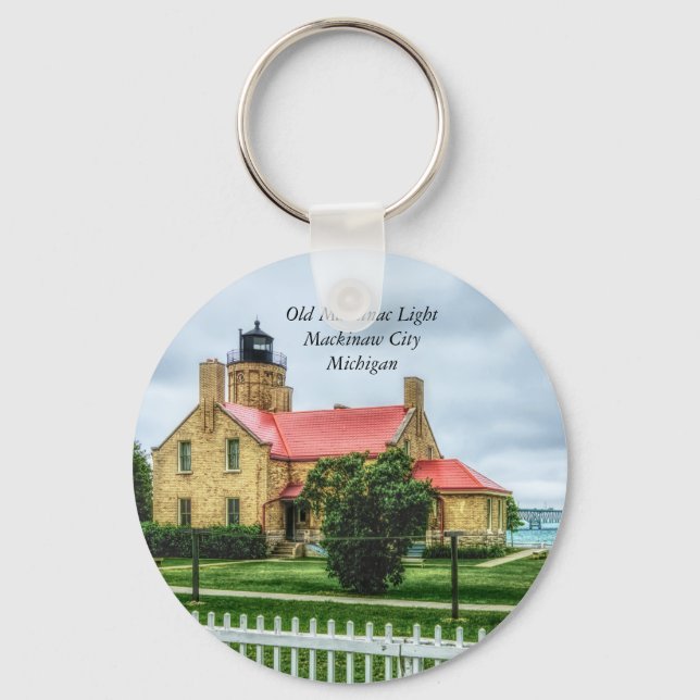 Mackinac Light and Bridge Key Ring (Front)