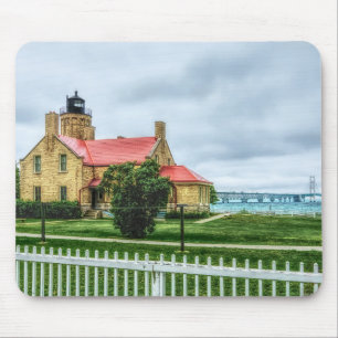 Mackinac Light and Bridge Mouse Pad