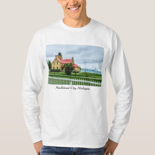 Mackinac Light and Bridge T-Shirt (Front)