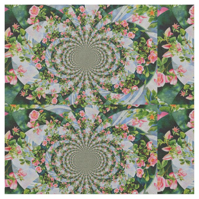 Mackinac rose mandala fabric (Close Up)