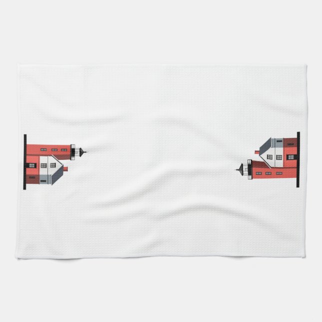 Mackinac Round Island Lighthouse Kitchen Towel (Horizontal)