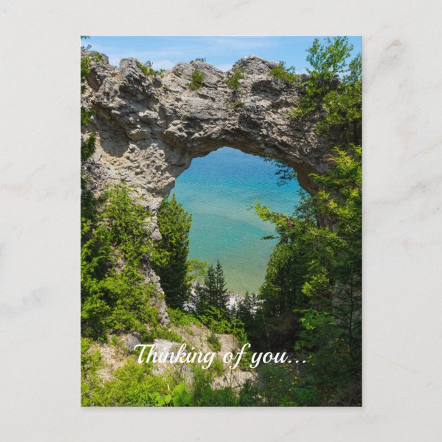 Mackinacs Arch Rock Thinking Of You Postcard (Front)
