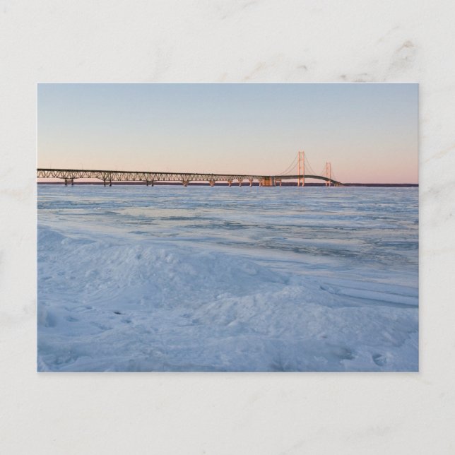 Mackinaw Bridge in Winter Postcard (Front)