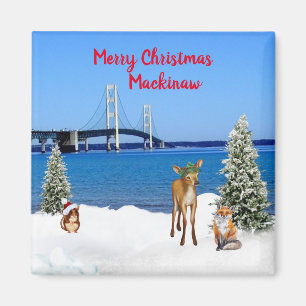 Mackinaw Christmas Magnet