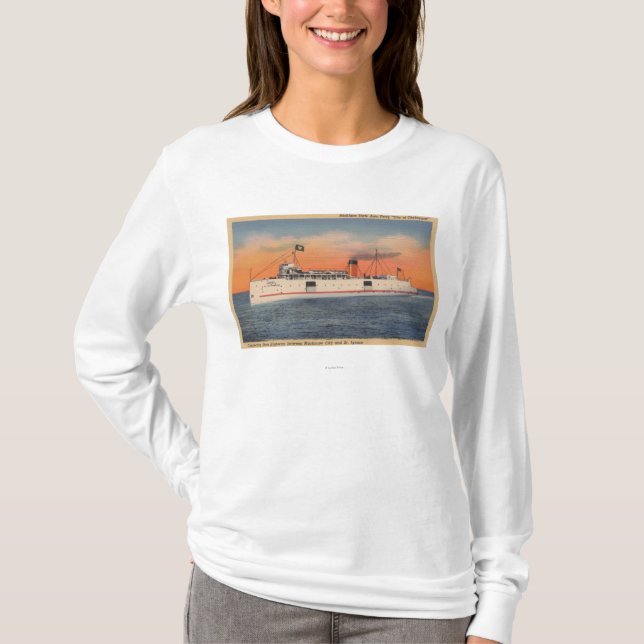 Mackinaw City, MI - View of City of Cheboygan T-Shirt (Front)