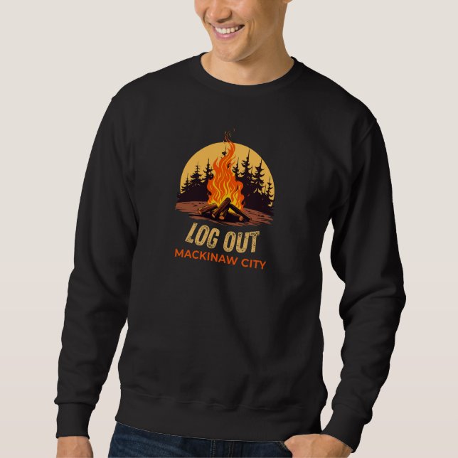 Mackinaw City Michigan Campfire Sweatshirt (Front)