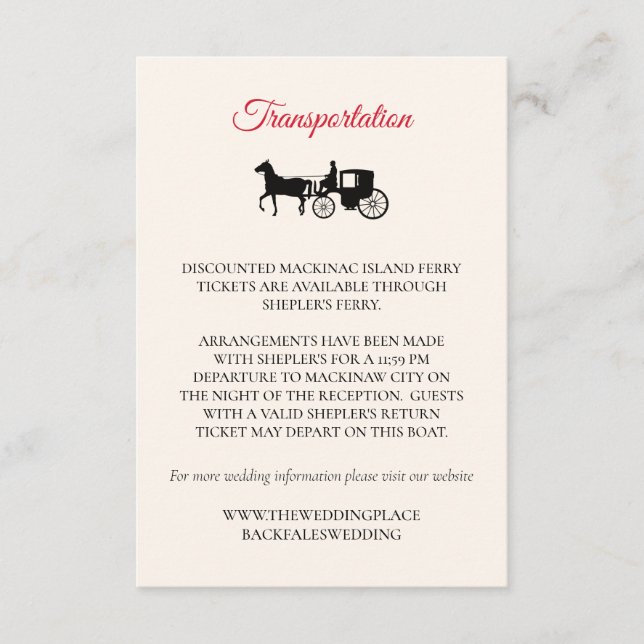 Mackinaw Island Transportation Enclosure Card (Front)