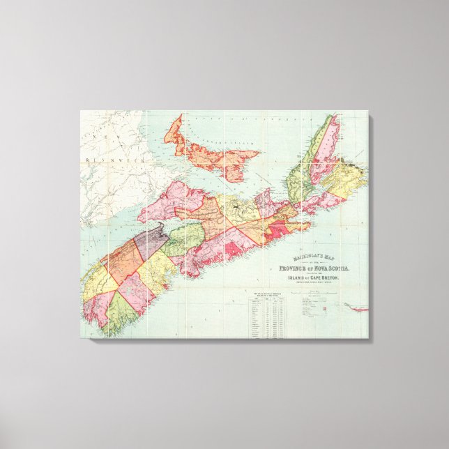 Mackinlay's map of the Province of Nova Scotia Canvas Print (Front)