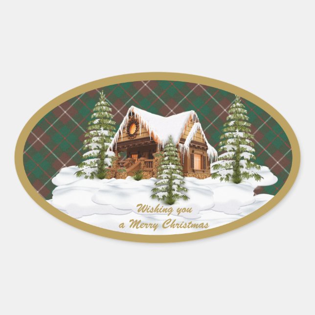 MacKinnon Hunting Ancient Original Scottish Tartan Oval Sticker (Front)