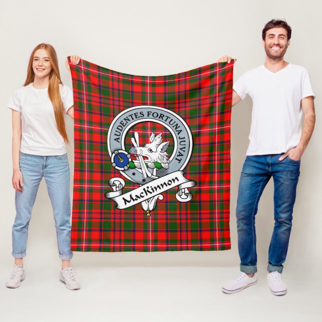 MacKinnon Modern Clan Badge Tartan Plaid Fleece Blanket (In Situ)