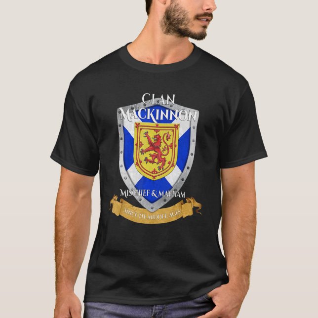 Mackinnon Scottish Family Clan Scotland Shield T-Shirt (Front)