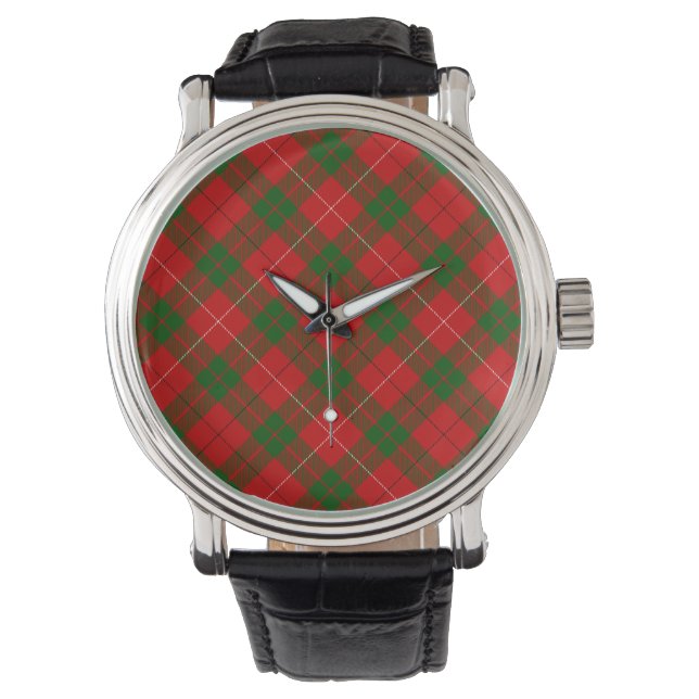 MacKinnon tartan red green plaid Watch (Front)