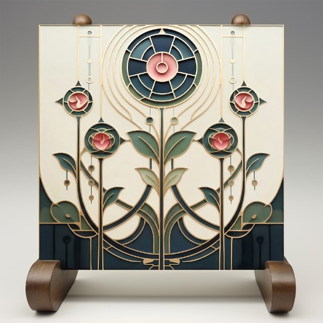 Mackintosh Art Deco Abstract Floral Wall Decor Cer Tile (Creator Uploaded)