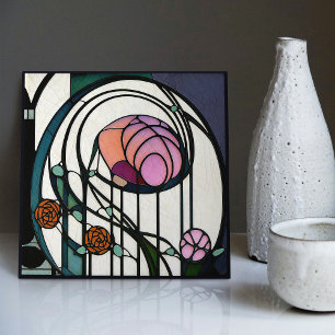 Mackintosh Art Deco Abstract Floral Wall Decor Cer Tile