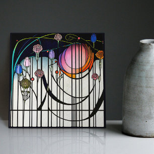 Mackintosh Art Deco Abstract Floral Wall Decor Cer Tile