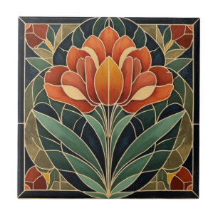 Mackintosh Art Deco Abstract Floral Wall Decor Tile