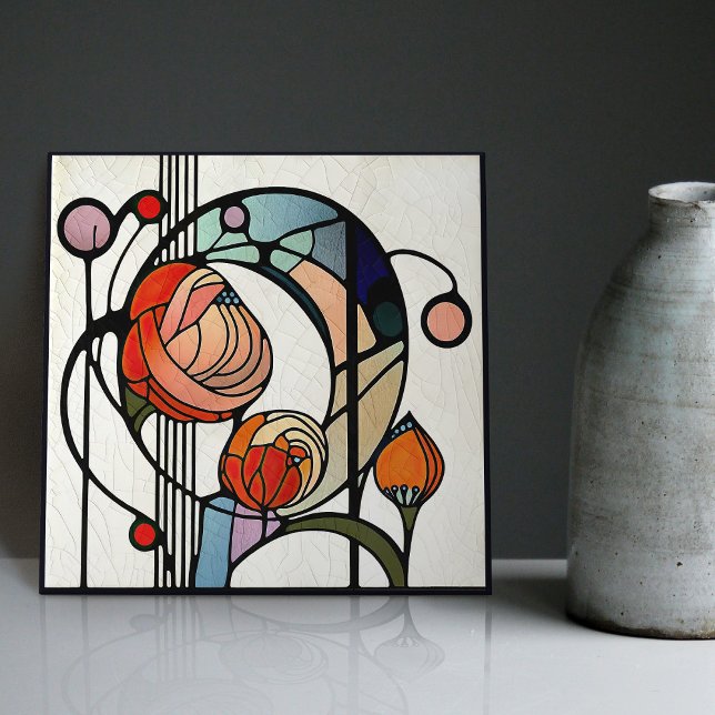 Mackintosh Art Deco Abstract Floral Wall Decor Tile (Creator Uploaded)