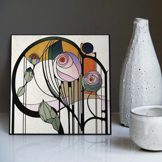 Mackintosh Art Deco Abstract Floral Wall Decor Tile (Creator Uploaded)