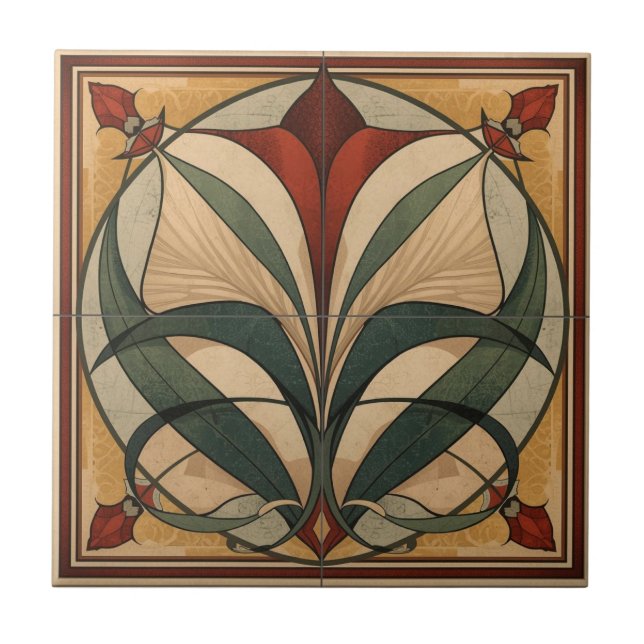 Mackintosh Art Deco Abstract Floral Wall Decor Tile (Front)