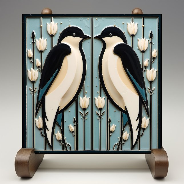 Mackintosh Black Birds Art Deco Nouveau Wall Decor Tile (Creator Uploaded)