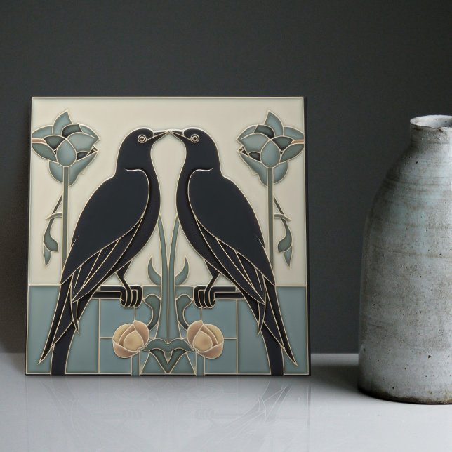 Mackintosh Black Birds Art Deco Nouveau Wall Decor Tile (Creator Uploaded)