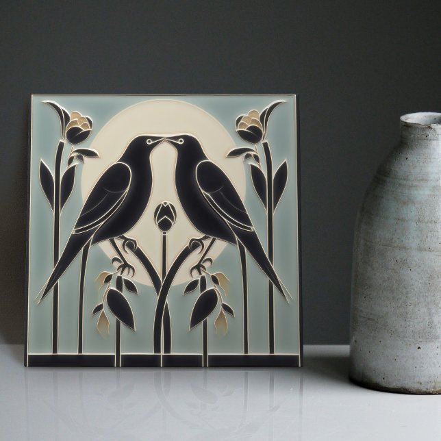 Mackintosh Black Birds Art Deco Nouveau Wall Decor Tile (Creator Uploaded)