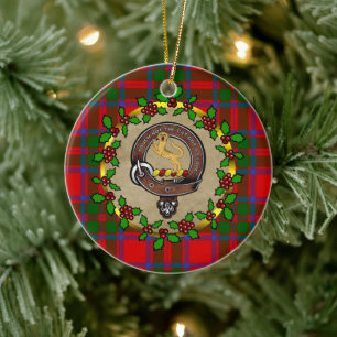 MacKintosh Clan Badge & Tartan Personalised Xmas Ceramic Tree Decoration