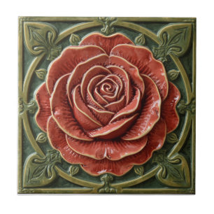 Mackintosh Rose Faux Relief Arts & Crafts Repro Tile