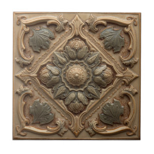 Mackintosh Rose Faux Relief Arts & Crafts Repro Tile